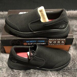 Skechers Men’s Squad Chaos SR Urgran Black Wide Fit Slip Resistant Size 11.5